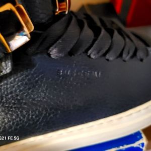 BUSCEMI ITALIAN DESIGNER SNEAKERS. NAVY BLUE SIZE 8.5 LEATHER, STYLE 100MM